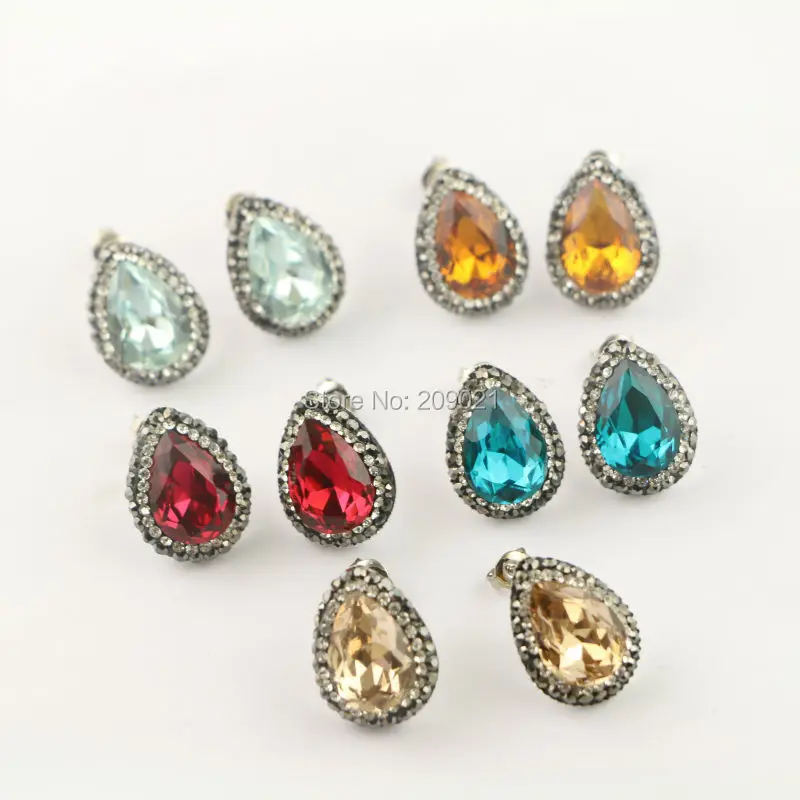 NEW Style ~ 10Pair Mixed Color Pave Rhinestone Water Drop Shape Crystal Stud Earrings Jewelry Finding
NEW Style ~ 10Pair Mixed Color Pave Rhinestone Water Drop Shape Crystal Stud Earrings Jewelry Finding