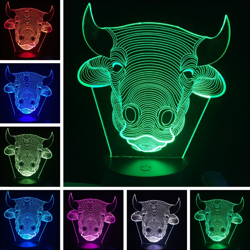 USB 7 Colors Changed Touch Table Lamp Bull Cow bulb lamp Baby Sleeping Lamp 3D home Decor light Desk Light Creative Gifts
USB 7 Colors Changed Touch Table Lamp Bull Cow bulb lamp Baby Sleeping Lamp 3D home Decor light Desk Light Creative Gifts