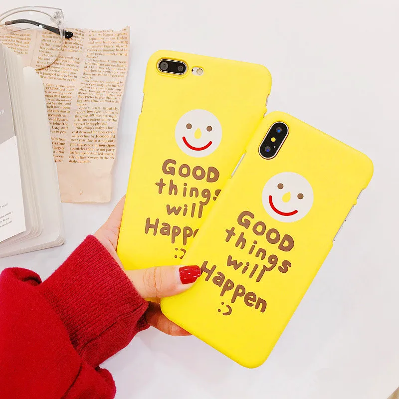 Lovely Cartoon Smile Face Letter Print Frosted Hard PC Case For iPhone X 6 6S 7 8 Plus Mobile Phone Back Cover Protect Cases 
Lovely Cartoon Smile Face Letter Print Frosted Hard PC Case For iPhone X 6 6S 7 8 Plus Mobile Phone Back Cover Protect Cases