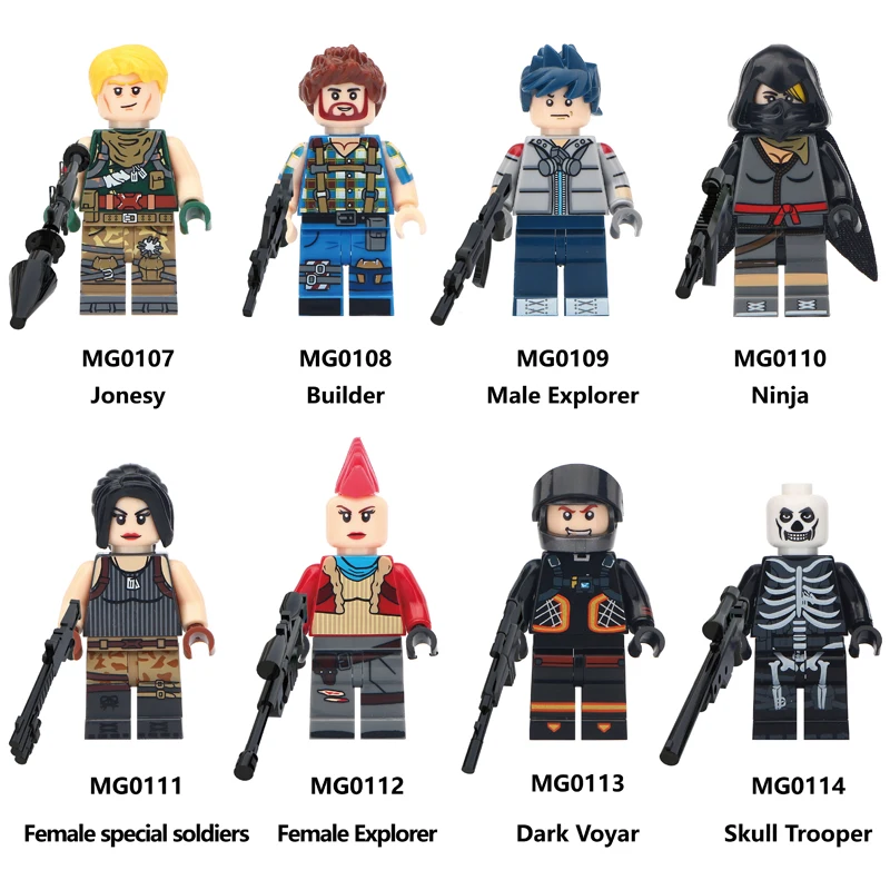 Single Building Blocks With Weapon Jonesy Builder Male Explorer Ninja Dark Voyar Skull Trooper Action Figures toy for children
Single Building Blocks With Weapon Jonesy Builder Male Explorer Ninja Dark Voyar Skull Trooper Action Figures toy for children