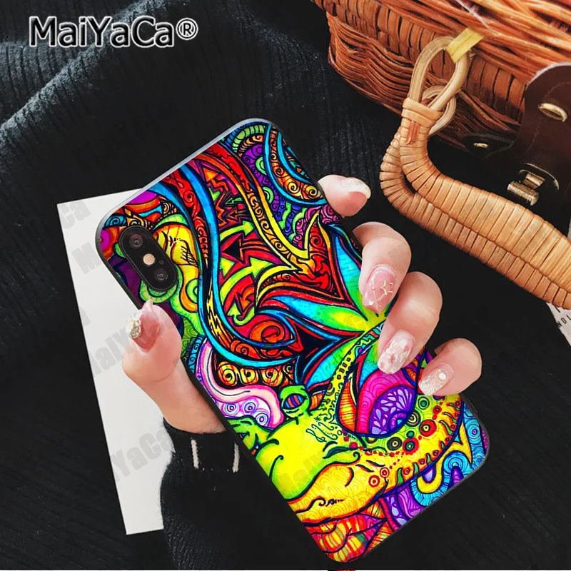 MaiYaCa Hippy Hippie Psychedelic Art Peace Colorful Cute Phone Accessories Case for iPhone 5 5Sx 6 7 7plus 8 8Plus X XS MAX XR