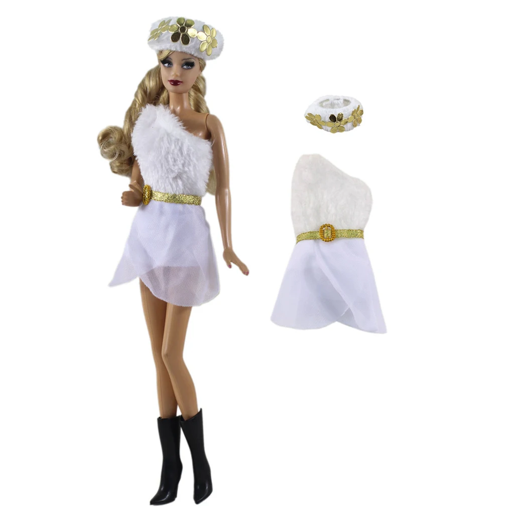 MagiDeal Fashion Princess Skirt & Hat Dress for 30cm Doll Clothes Accessory White