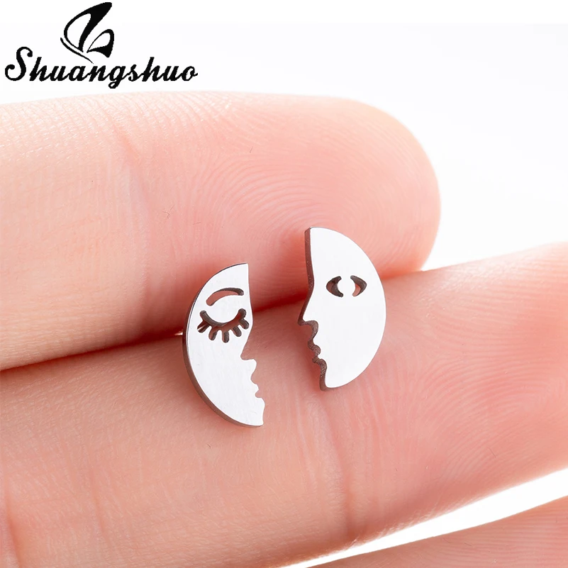 Shuangshuo Simple Moon Face Stud Earrings Crescent Half Moon Earring Ear Accessories for Women Fashion Stainless Steel Jewelry
Shuangshuo Simple Moon Face Stud Earrings Crescent Half Moon Earring Ear Accessories for Women Fashion Stainless Steel Jewelry