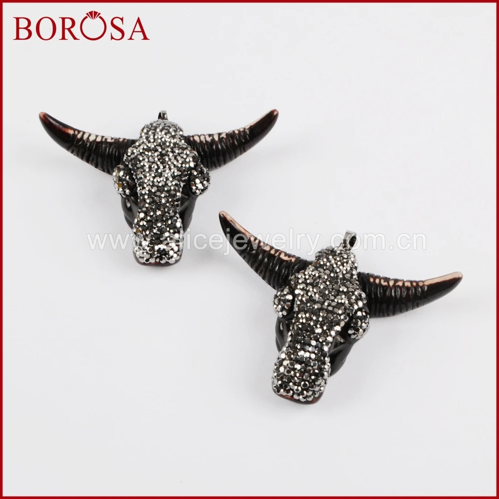 BOROSA модная подвеска с головой быка из черной смолы буйвол рог очаровательная подвеска стразы паве друза ювелирные изделия голова подвеска JAB641
BOROSA модная подвеска с головой быка из черной смолы буйвол рог очаровательная подвеска стразы паве друза ювелирные изделия голова подвеска JAB641