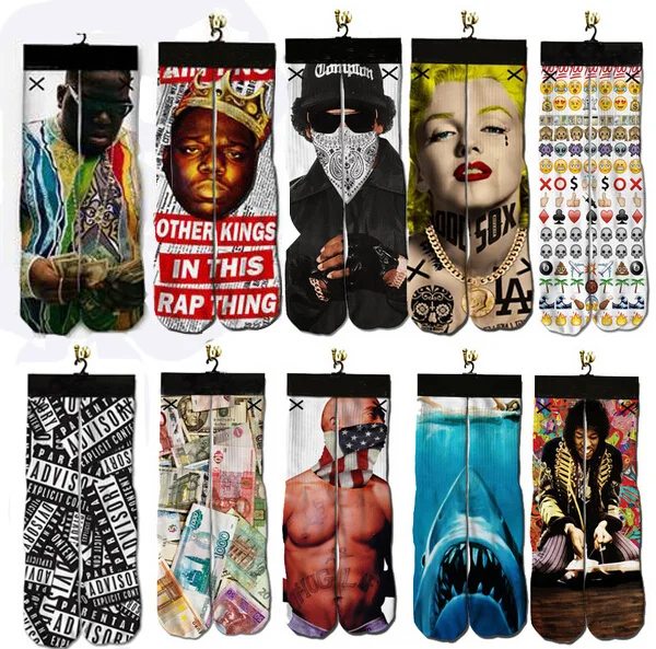 

Men's Socks The Notorious B.I.G. Biggie Small Galaxy 2pac Tupac Amaru Shakur Jimi Marilyn Monroe Skateboard 3d stockings