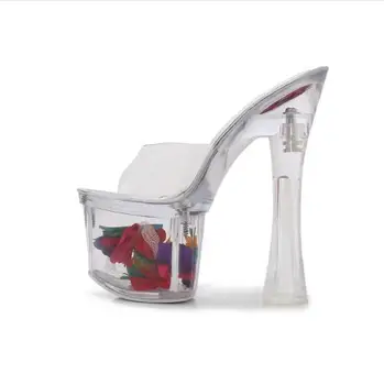 Women Slippers Summer Sexy Crystal Slipper Heels 17cm Transparent Sandals Cool Slippers Big yards Female's Wedding Shoes
Women Slippers Summer Sexy Crystal Slipper Heels 17cm Transparent Sandals Cool Slippers Big yards Female's Wedding Shoes