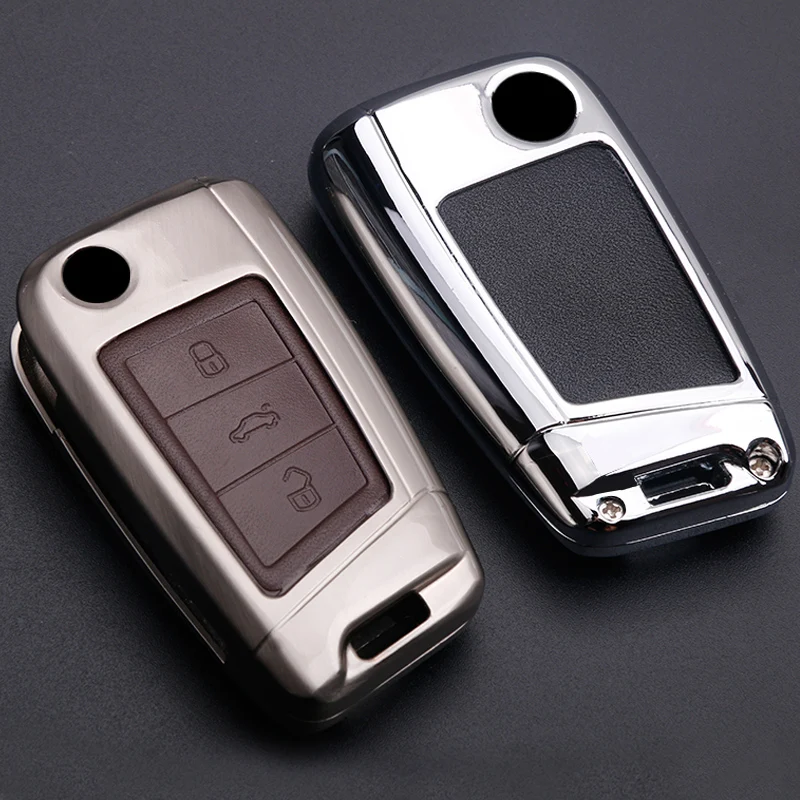 Zinc-alloy-Leather-Car-Key-Remote-Cover-Case-For-Volkswagen-VW-Tiguan-MK2-2017-2018-2016 (4)