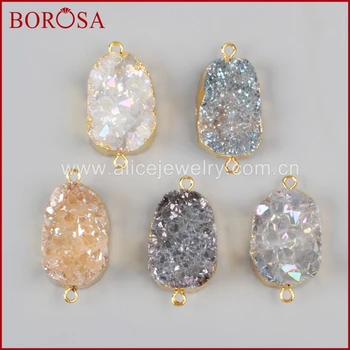 BOROSA Gold Color Natural Crystal Quartz Drusy Pendant Necklace Fittings Mixed Druzy Geode Slice Connector for Necklaces G1036
BOROSA Gold Color Natural Crystal Quartz Drusy Pendant Necklace Fittings Mixed Druzy Geode Slice Connector for Necklaces G1036