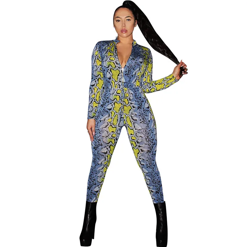 Women Colorful Snakeskin Printed Jumpsuit Sexy Deep V Neck Front Zipper Long Sleeve Romper Skinny Party Club Overalls Outfits
Women Colorful Snakeskin Printed Jumpsuit Sexy Deep V Neck Front Zipper Long Sleeve Romper Skinny Party Club Overalls Outfits