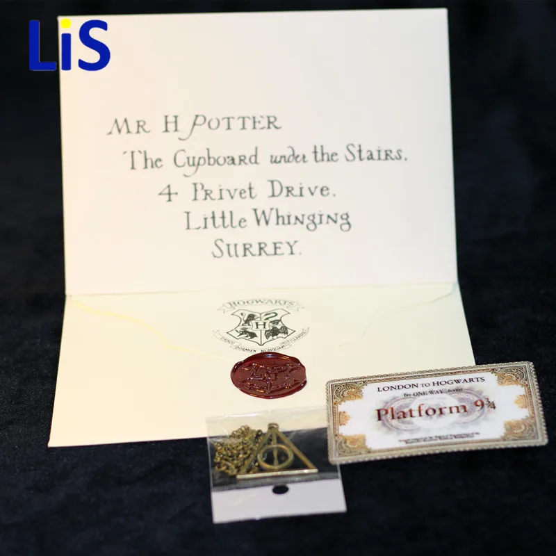 

10pcs/lot MOVIE harri potter figures toys Hogwarts Harry Acceptance Letter Package four pieces suit of Potters cosplay ticket