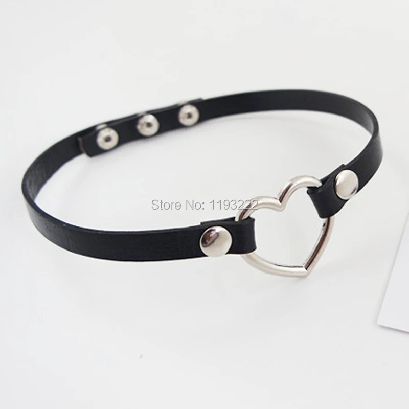 100% Handcrafted Girl Punk Rock Amo Gothic Real Leather Heart Choker Collar Necklace | Украшения и аксессуары