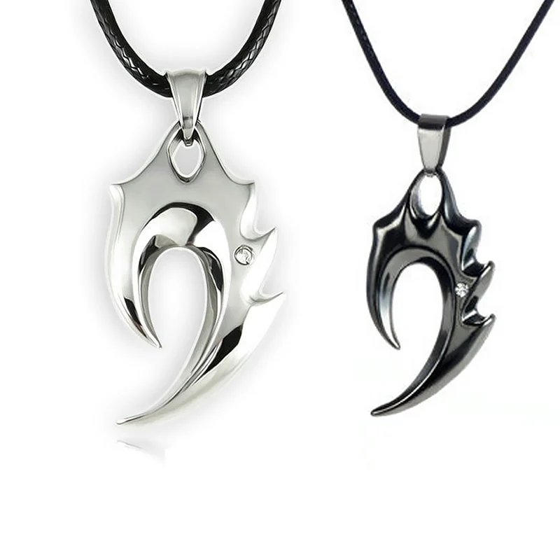 

Unique Men's Wax Cord Alloy Rhinestone Tribal Flame Pendant Necklaces with Lobster Claw Clasps End Chains