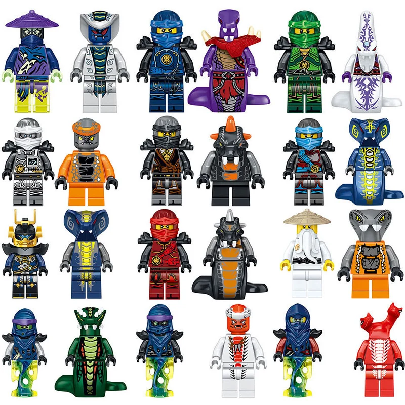 

2018 New 24pcs NinjagoINGlys Ninja Master Wu Kai Jay Cole Zane Lloyd Pythor Snake Blocks Gift Kids Toys LELE 31035 Movie