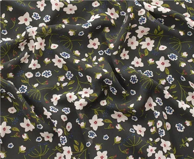Composite high-viscosity chiffon fabric spring and summer calico fabric black bottom small floral soft
Composite high-viscosity chiffon fabric spring and summer calico fabric black bottom small floral soft