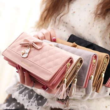 New Long Wallet Women Purses Bow Fashion Tassel Purse Card Holder Wallets Female High Quality Clutch Money Bag PU Leather Wallet
New Long Wallet Women Purses Bow Fashion Tassel Purse Card Holder Wallets Female High Quality Clutch Money Bag PU Leather Wallet