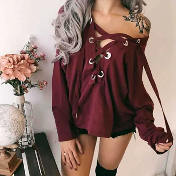 2017 Loose Fashion Women Lace Up Sweatshirts Top Long Sleeve Hoodies Casual Sweatshirts
2017 Loose Fashion Women Lace Up Sweatshirts Top Long Sleeve Hoodies Casual Sweatshirts