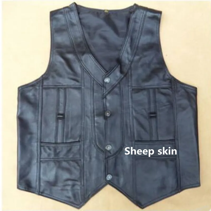 2017 High-end Brand men's leather waistcoats Large size real sheepskin vest soft black men's motorcycle jacket Free shipping
2017 High-end Brand men's leather waistcoats Large size real sheepskin vest soft black men's motorcycle jacket Free shipping