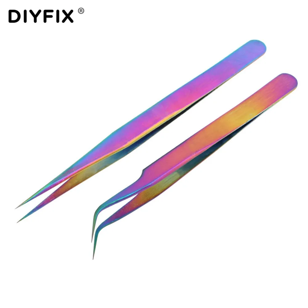 DIYFIX 2Pcs Eyelash Extension Tweezers Electroplating Forceps Straight Curved Tips for Nail Art Rhinestones Gem Decor Picking
DIYFIX 2Pcs Eyelash Extension Tweezers Electroplating Forceps Straight Curved Tips for Nail Art Rhinestones Gem Decor Picking