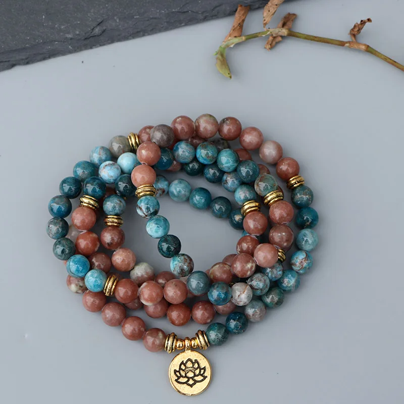 EDOTHALIA New Beautiful Women Yoga Bead Mala Bracelet 8MM Apatite Stone 108 Beads Strand Bracelet Female Jewelry
EDOTHALIA New Beautiful Women Yoga Bead Mala Bracelet 8MM Apatite Stone 108 Beads Strand Bracelet Female Jewelry