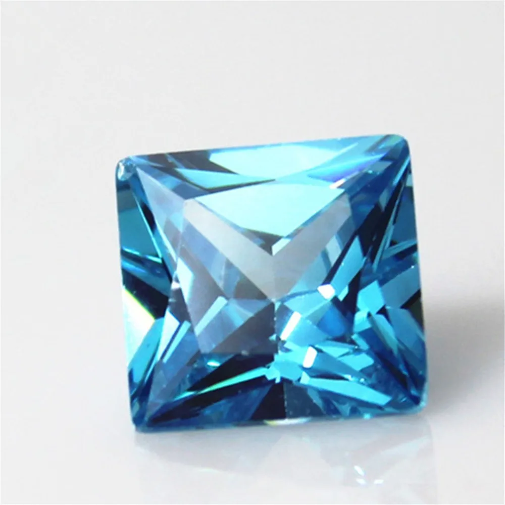 

Joanlyn Aquamarine Square Faceted Gemstone Princess Cut Aquamarine Gem Multiple Sizes to Choose C22A