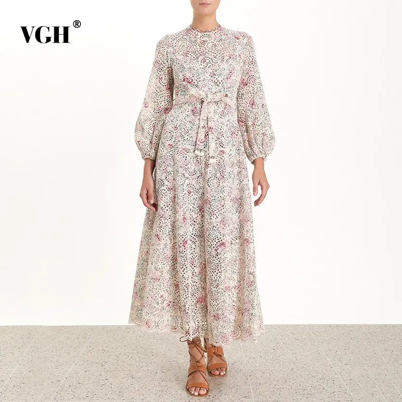 VGH Hollow Out Print Dress Women O Neck Lantern Sleeve High Bandage Bow Slim Summer Vintage A Line Dresses Female Fashion New
VGH Hollow Out Print Dress Women O Neck Lantern Sleeve High Bandage Bow Slim Summer Vintage A Line Dresses Female Fashion New