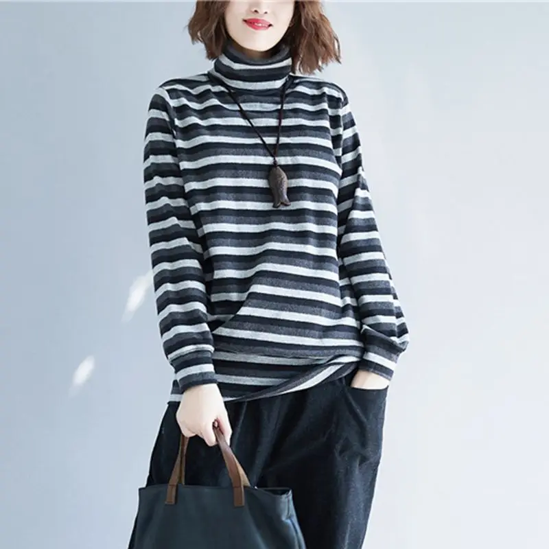 Winter Spring Casual Sweatshirt Striped Turtleneck Long Sleeve Vintage Pullovers Loose Warm Striped Plus Size Thick Sweatshirt
Winter Spring Casual Sweatshirt Striped Turtleneck Long Sleeve Vintage Pullovers Loose Warm Striped Plus Size Thick Sweatshirt