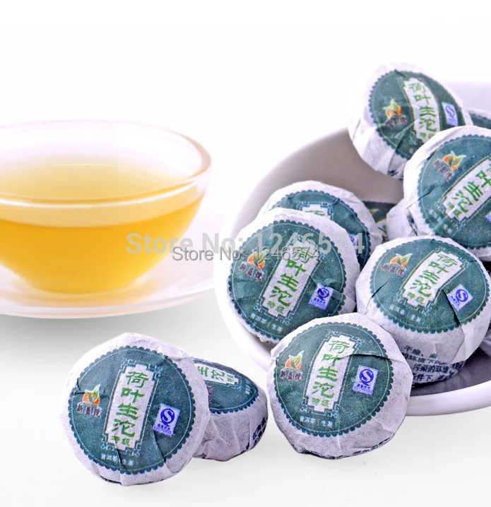 

6pcs Lotus Leaf Flavor Mini Tuo Raw Pu'Er Green Slimming Women'S Personal Care Puer Chinese Tea Food Gifts Wholesale