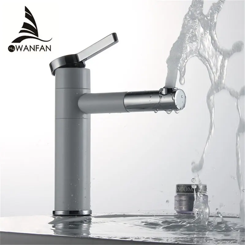 

Basin Faucets Brass Bathroom Faucet Vessel Sinks Mixer Vanity Tap Swivel Spout Deck Mounted White Color Washbasin Faucet LT-701A
