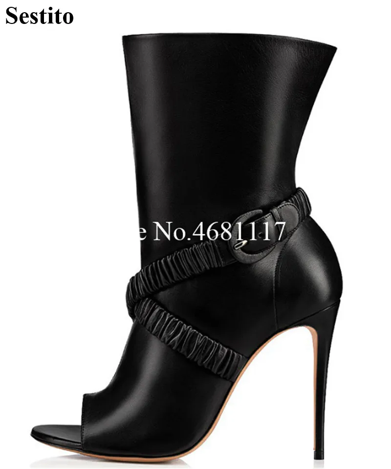 Europe And America Ladies Fish Mouth High Heel Sexy Fashion Boots Black Ankle Buckle With Thin High Heel Boots
Europe And America Ladies Fish Mouth High Heel Sexy Fashion Boots Black Ankle Buckle With Thin High Heel Boots
