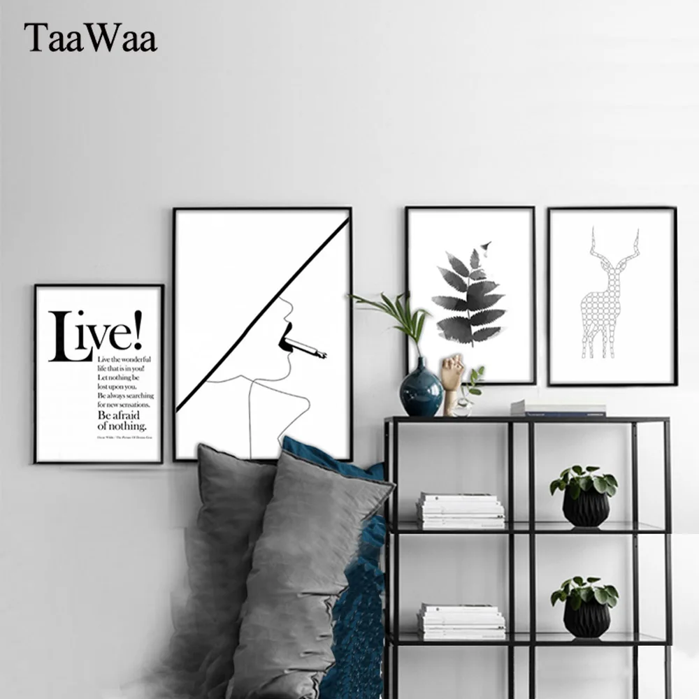 Black and White Leaves Deer Canvas Poster Art Print Nordic Style Live Quote Simple Painting Wall Picture for Living Room Decor
Black and White Leaves Deer Canvas Poster Art Print Nordic Style Live Quote Simple Painting Wall Picture for Living Room Decor