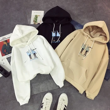 Women Printed Girls Hoodies Females Loose Pocket Velvet Hooded Tops Female Korean Students Style New Fashion Thickening Womens
Women Printed Girls Hoodies Females Loose Pocket Velvet Hooded Tops Female Korean Students Style New Fashion Thickening Womens