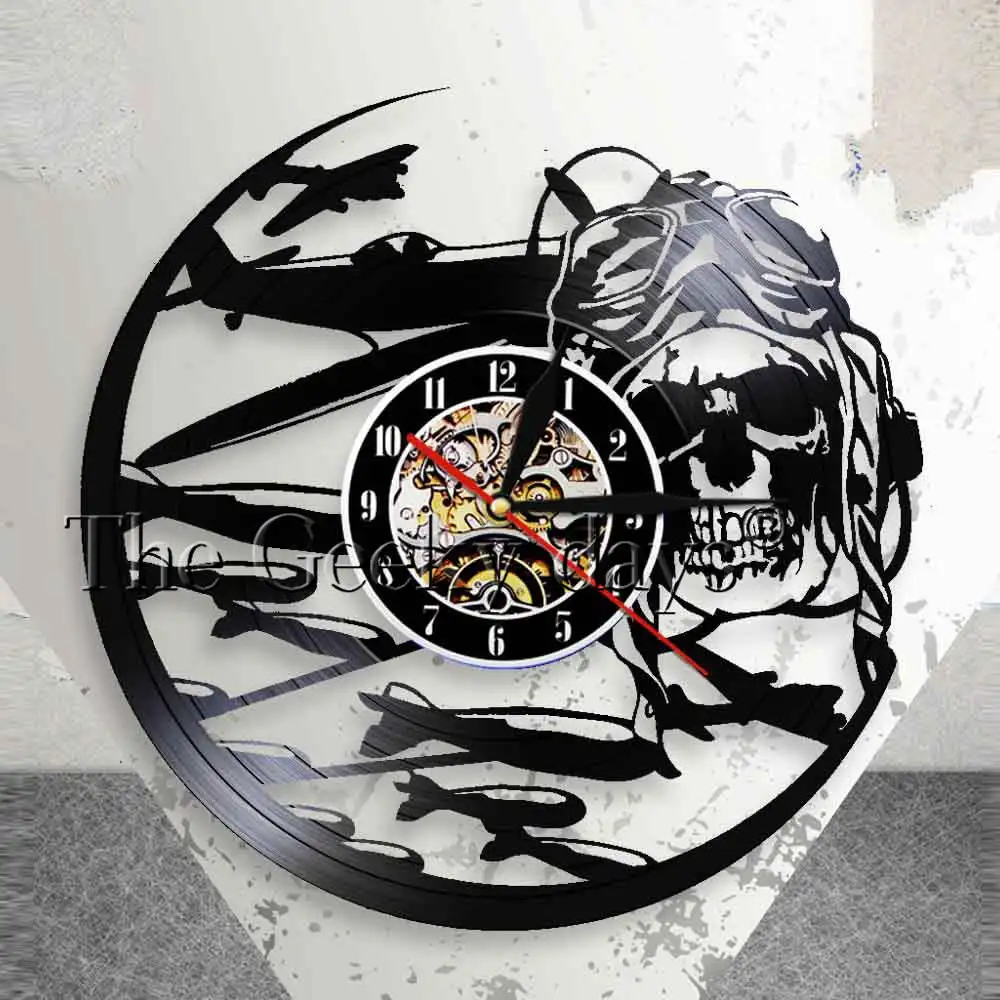 Retro Pilot Skull Wall Clock Aviator Skeleton Vinyl Record Wall Clock Airplane Flying Jet Helmet Hipster Goggles Skull Wall Deco
Retro Pilot Skull Wall Clock Aviator Skeleton Vinyl Record Wall Clock Airplane Flying Jet Helmet Hipster Goggles Skull Wall Deco