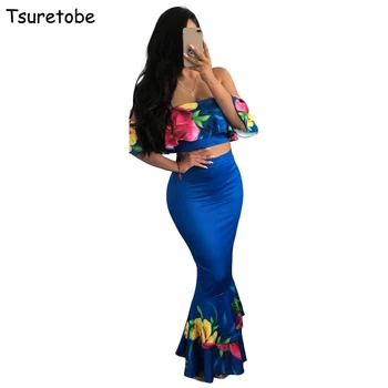 Tsuretobe Sexy Printing Mermaid Dresses Set Women Evening Party Elegant Dress Two Pieces Ladies Slash Neck High Waist Dress Set
Tsuretobe Sexy Printing Mermaid Dresses Set Women Evening Party Elegant Dress Two Pieces Ladies Slash Neck High Waist Dress Set