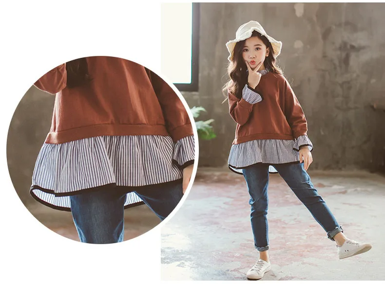 toddler girl outfits 2018 striped patchwork t-shirt tops denim pants clothes kids 2 pcs autumn suits children outfits clothing (4)
