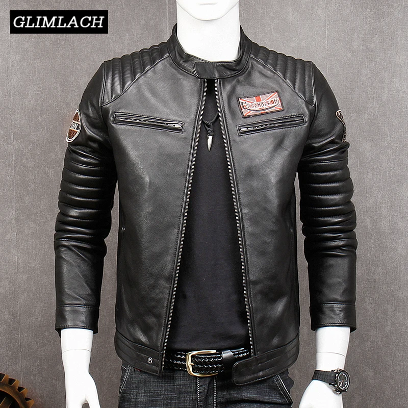 Men's Real Leather Motorcycle Jacket Autumn Men Slim Stand Collar Biker Coats Genuine Leather Jackets Fashion Sheepskin Coat New
Men's Real Leather Motorcycle Jacket Autumn Men Slim Stand Collar Biker Coats Genuine Leather Jackets Fashion Sheepskin Coat New