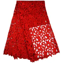 אדום אפריקאי תחרה בדים באיכות גבוהה 5 מטרים. רקום אפריקאי כבל תחרה לחתונה. חדש הגעה חינם תחרה F8888(China)