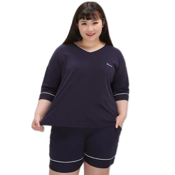 Plus size Sexy v-neck 100% cottonshort pajamas sets women 100% cotton summer deep blue pijama feminino cute pyjamas women XXXXXL
Plus size Sexy v-neck 100% cottonshort pajamas sets women 100% cotton summer deep blue pijama feminino cute pyjamas women XXXXXL