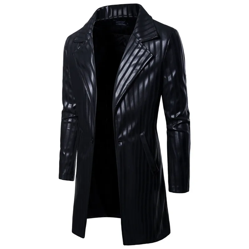 Fashion Men Stripe PU Leather Long Style Jacket Men Casual Black Motorcycle Leather Slim Jacket Coats For Nice Autumn Winter
Fashion Men Stripe PU Leather Long Style Jacket Men Casual Black Motorcycle Leather Slim Jacket Coats For Nice Autumn Winter