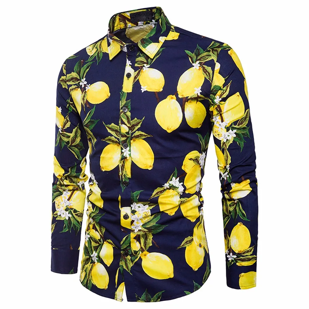 snowshine YLW Mens Shirt Printed Slim Fit Long Sleeve Casual Button Shirts Formal Top Blouse freeshipping |