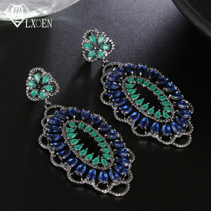 LXOEN Luxury Ethnic Flower Drop Earrings Bohemian Vintage Black Blue Stone Earrings For Women Gift Jewelry brinco
LXOEN Luxury Ethnic Flower Drop Earrings Bohemian Vintage Black Blue Stone Earrings For Women Gift Jewelry brinco