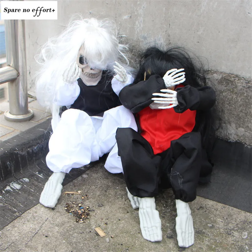 Halloween Decoration Crying Ghost Doll Halloween Party Decor Creepy Haunted Doll Electric Sitting Man/woman Ghost Scary Props
Halloween Decoration Crying Ghost Doll Halloween Party Decor Creepy Haunted Doll Electric Sitting Man/woman Ghost Scary Props