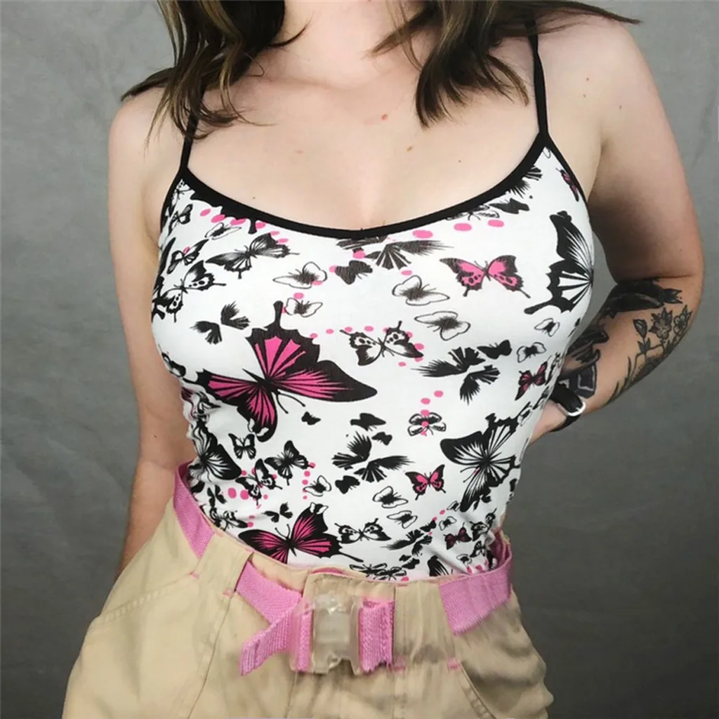 FEITONG New arrival Lady's Butterfly Printed Suspender With Sexy Chest-wrapped T-shirt Top 2019
FEITONG New arrival Lady's Butterfly Printed Suspender With Sexy Chest-wrapped T-shirt Top 2019