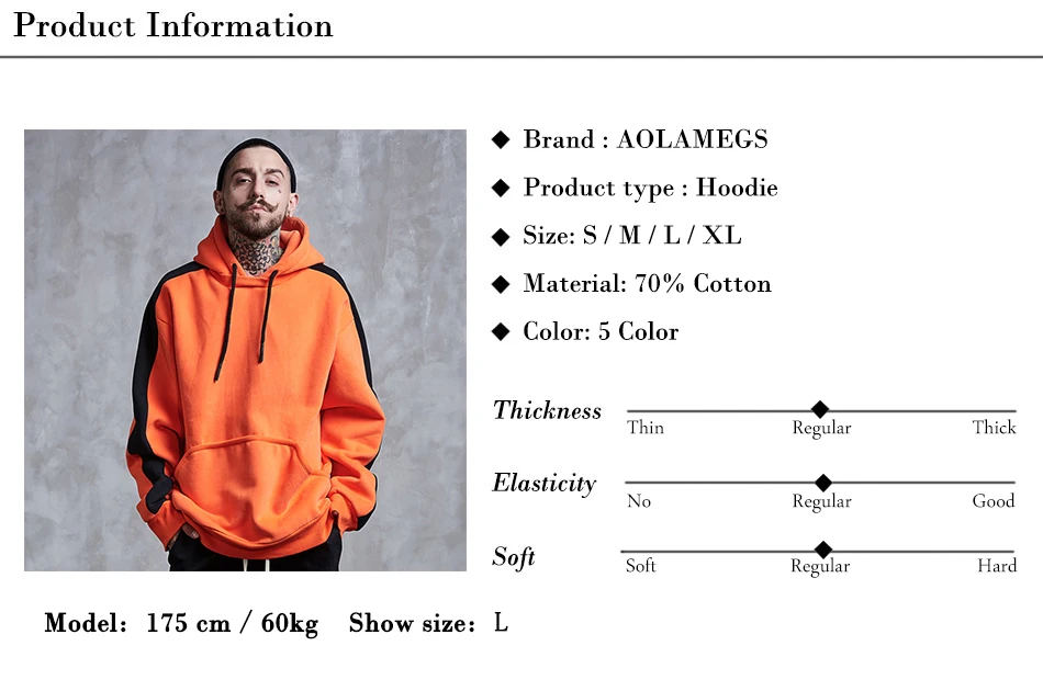 Aolamegs Hoodies Men Side Striped Hood High Street Pullover Cotton Fashion Hip Hop Streetwear Casual Big Pocket Hoodie Autumn (58)