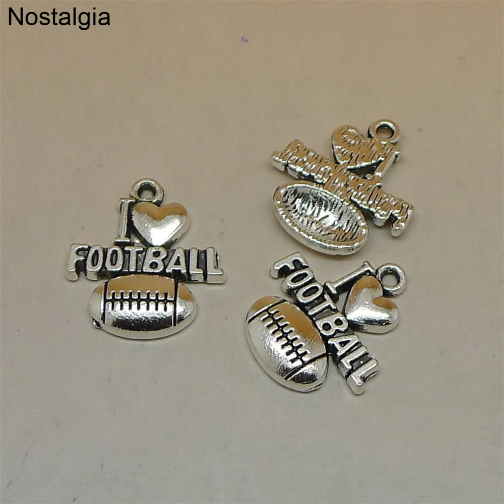 Nostalgia 10Pcs I Love Football Accessories Charms Heart Sports Pendant Jewelry Making 20*19MM
Nostalgia 10Pcs I Love Football Accessories Charms Heart Sports Pendant Jewelry Making 20*19MM