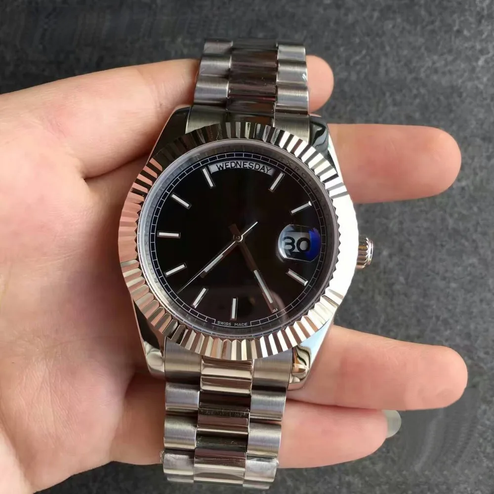 2019 New President Mens Watch Sweep Automatic Movement Mechanical DayDate silver Stainess Sapphire black face Solid Clasp watch
2019 New President Mens Watch Sweep Automatic Movement Mechanical DayDate silver Stainess Sapphire black face Solid Clasp watch