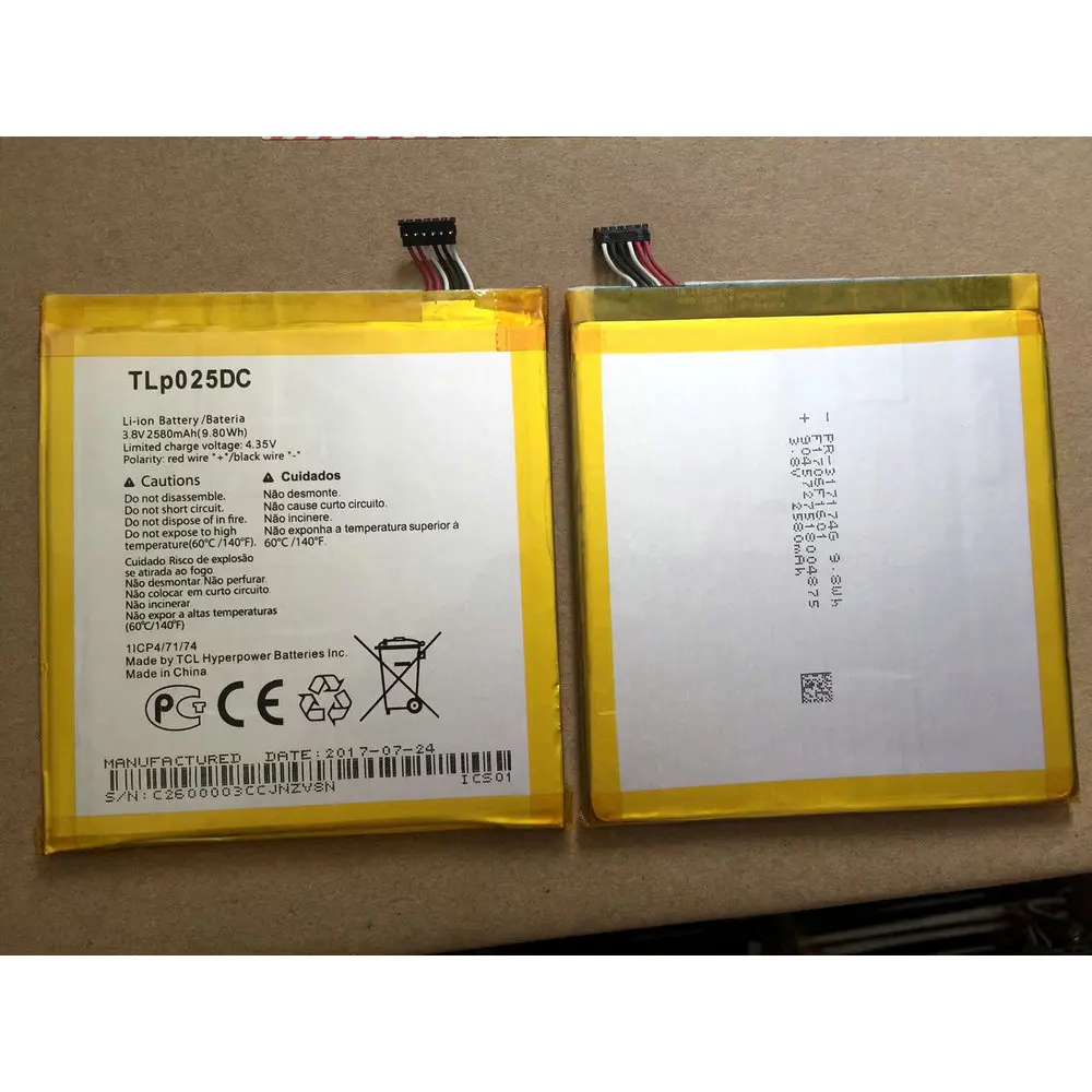 Original 2580mAh TLp025DC Battery For Alcatel Pixi 4 6.0 OT 9001A 9001X 9001D 8050D OT-8050 Smart phone
Original 2580mAh TLp025DC Battery For Alcatel Pixi 4 6.0 OT 9001A 9001X 9001D 8050D OT-8050 Smart phone