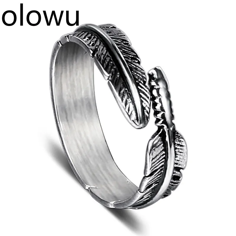 olowu Men Women Rings Vintage Silver Stainless Steel Ring Feather Shape Open Party Ring For Womens Jewelry Gift
olowu Men Women Rings Vintage Silver Stainless Steel Ring Feather Shape Open Party Ring For Womens Jewelry Gift