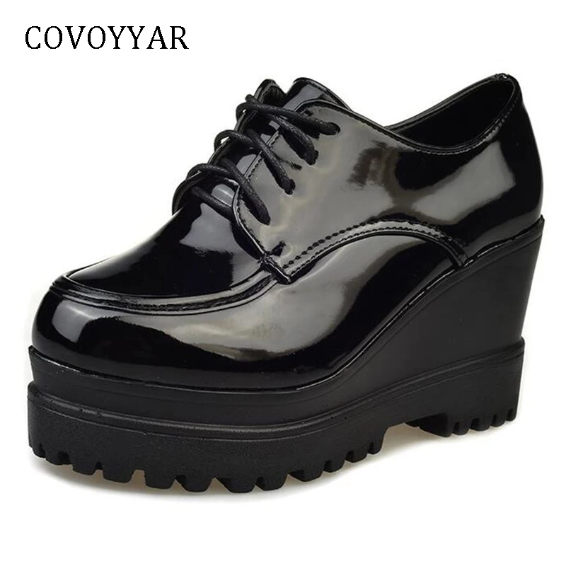 COVOYYAR 2019 New Wedges Women Pumps Patent Leather Brogues Shoes Women Platform Lady High Heels Lace Up Black Shoes WHH672
COVOYYAR 2019 New Wedges Women Pumps Patent Leather Brogues Shoes Women Platform Lady High Heels Lace Up Black Shoes WHH672