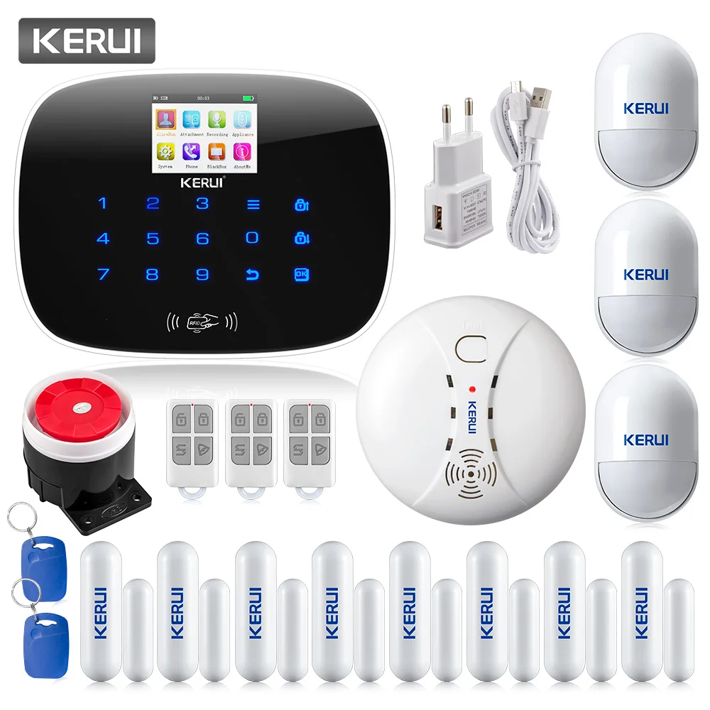 

KERUI G19 2.4 inch TFT Color Screen English Russian Switching Wireless GSM SMS Home Security Burglar Alarm System Alert Kit