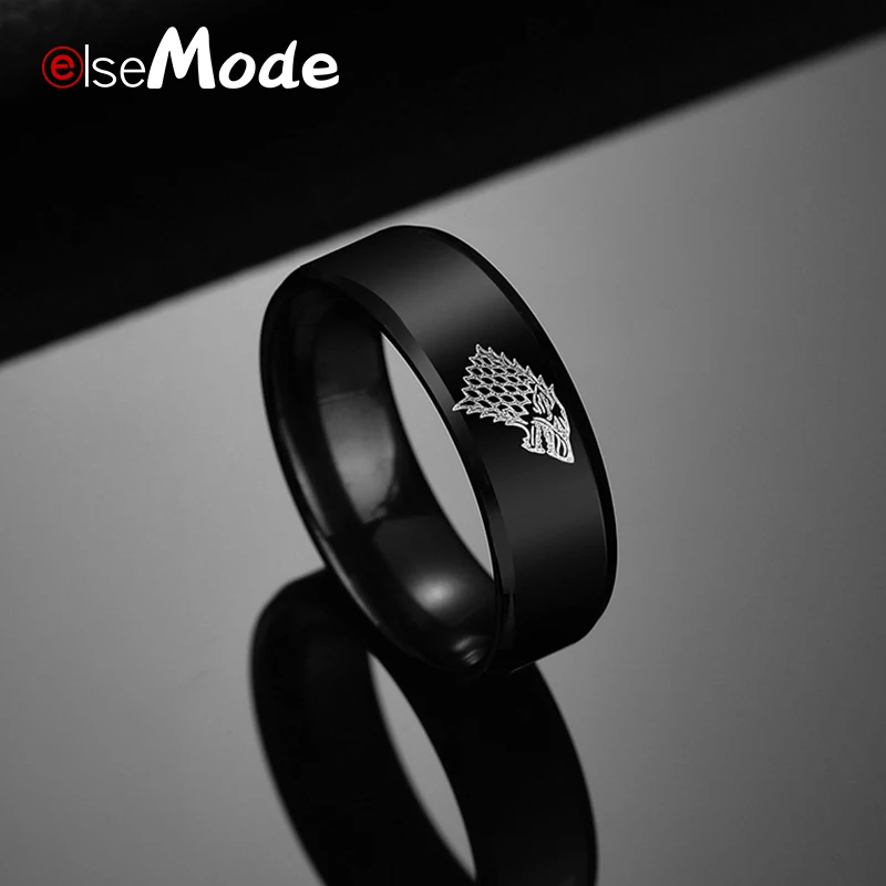ELSEMODE Black Color Game of Thrones Ice Wolf House Stark of Winterfell Men Ring Engraved Wolf Punk Vintage Rings
ELSEMODE Black Color Game of Thrones Ice Wolf House Stark of Winterfell Men Ring Engraved Wolf Punk Vintage Rings